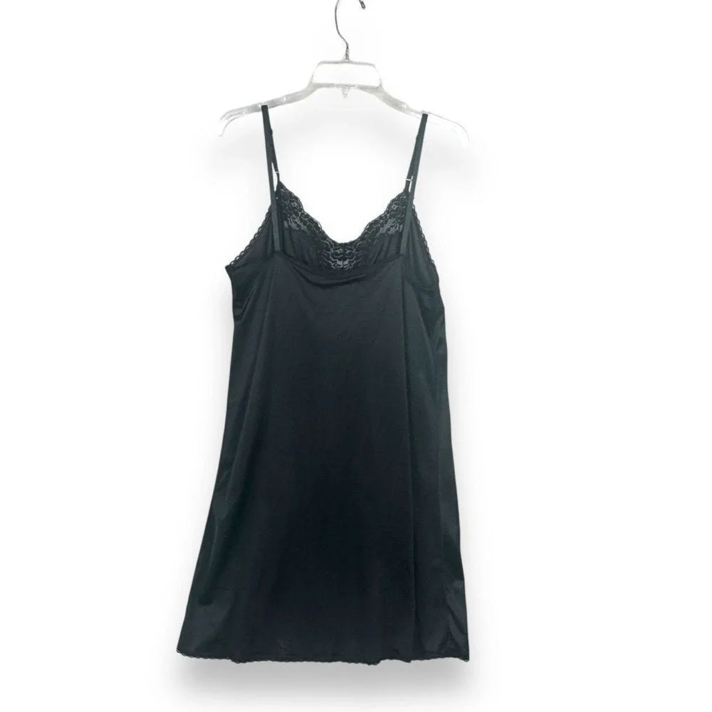 Vintage 80s Antron Lace Lingerie Slip Dress Babydoll Womens Medium USA Made